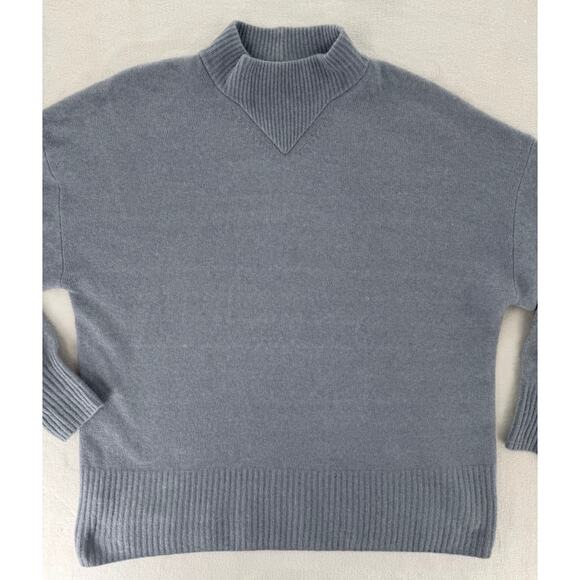 Everlane Gray Blue Wool Yak Hair Sweater Mock Neck Pullover Large Cozycore - Picture 6 of 11